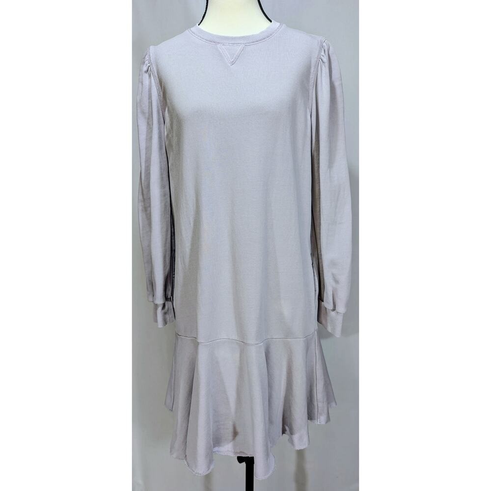 La Vie Rebecca Taylor Sweatshirt Dress Light Purple Puff Sleeve Ruffle Hem‎ S